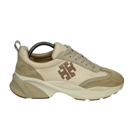 Tory Burch Women's Good Luck Athletic Sneakers SZ 8 Low Top Platform Shoes Beige - Picture 2 of 11